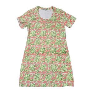 Barbara Gerwit Dress Women L Pink Green Floral Tropical Preppy Beach Cruise Boho
